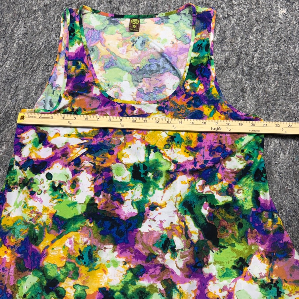 24/7 Comfort Apparel Womens 3X Abstract Floral Watercolor A-Line Tank Dress - Picture 3 of 6
